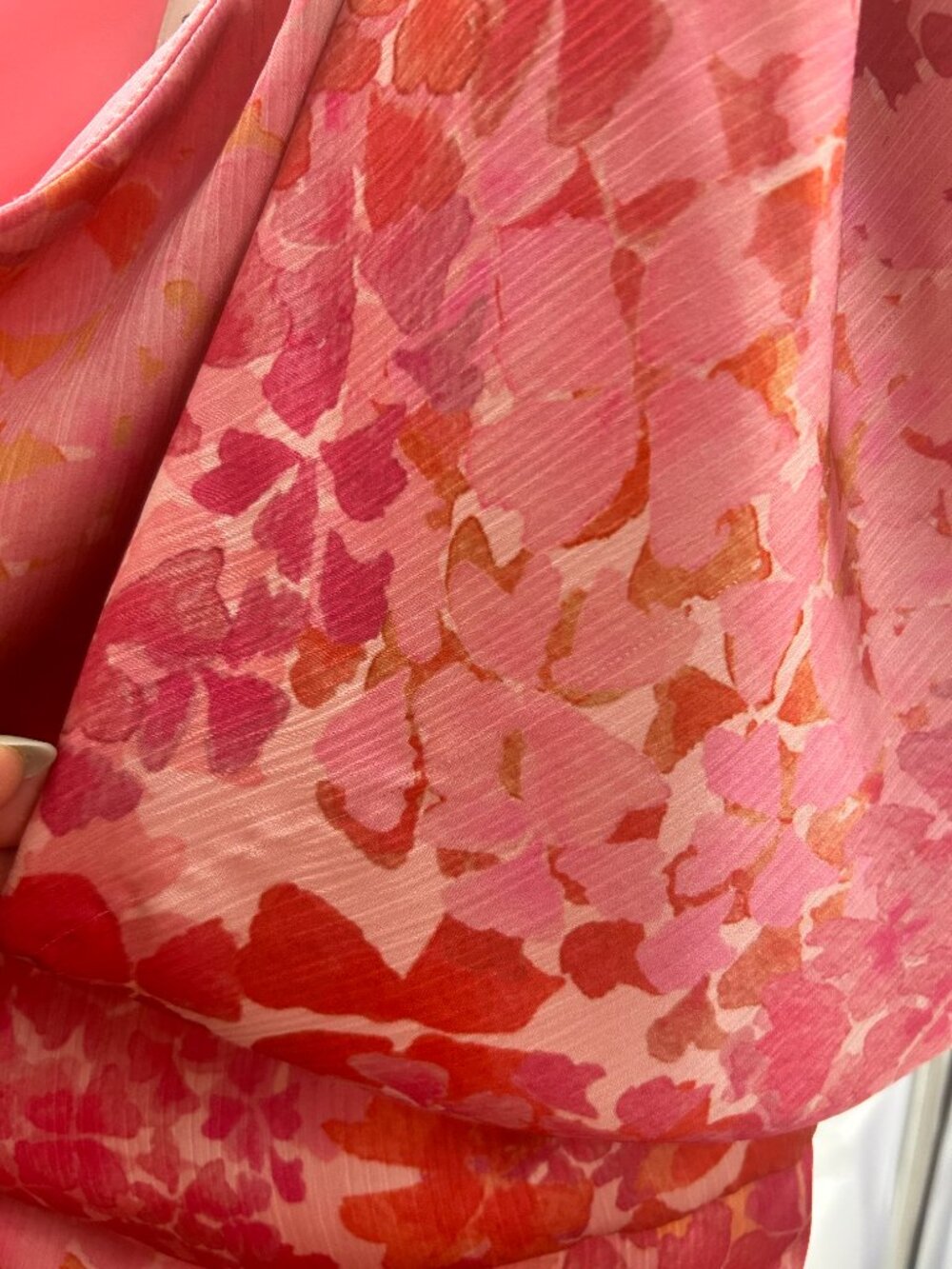 Sachin + Babi Pink and Orange One-Shoulder Floral Evening Gown - Picture 5 of 6